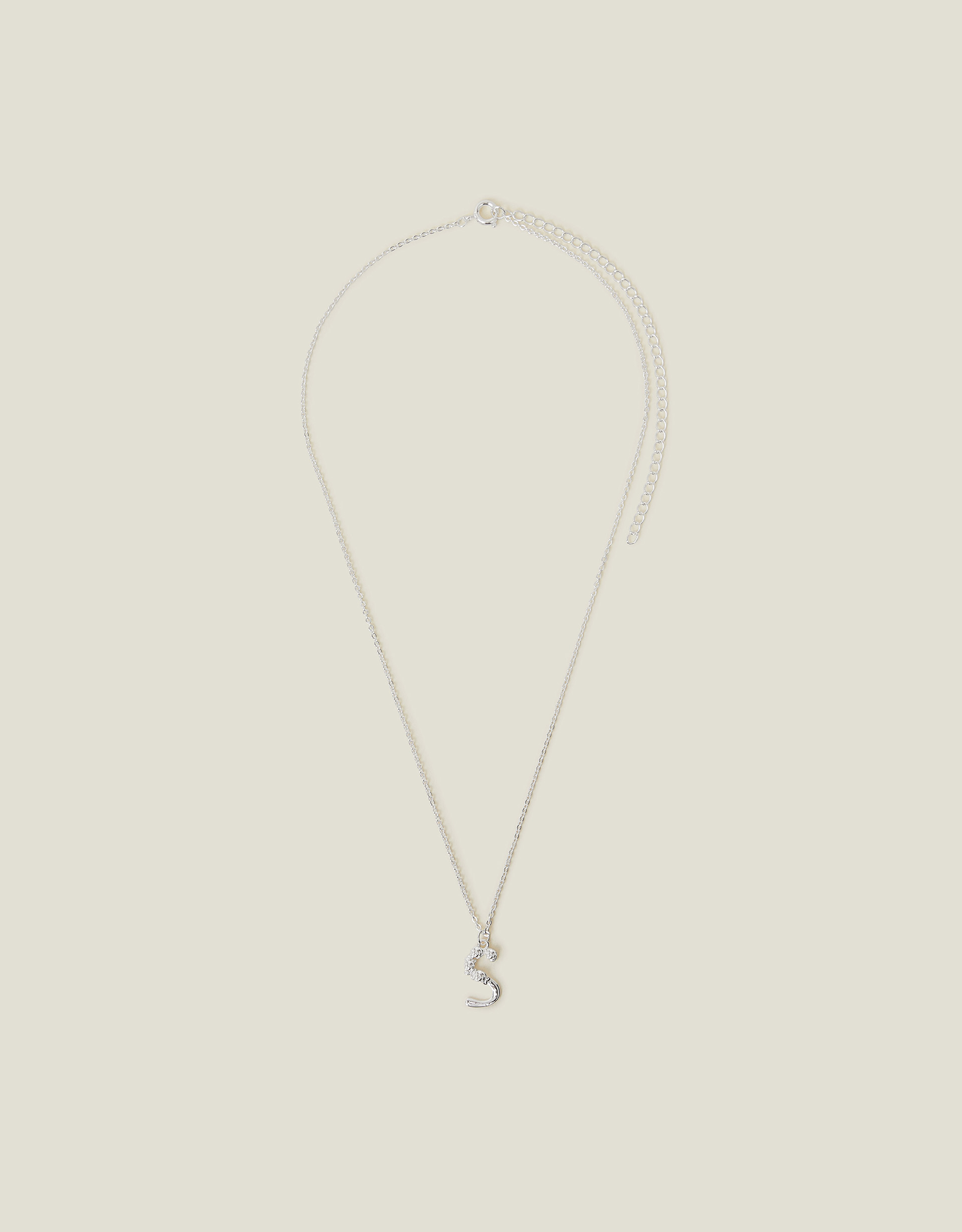 Sterling Silver-plated Flower Initial Pendant Necklace Silver, Size: E - Accessorize