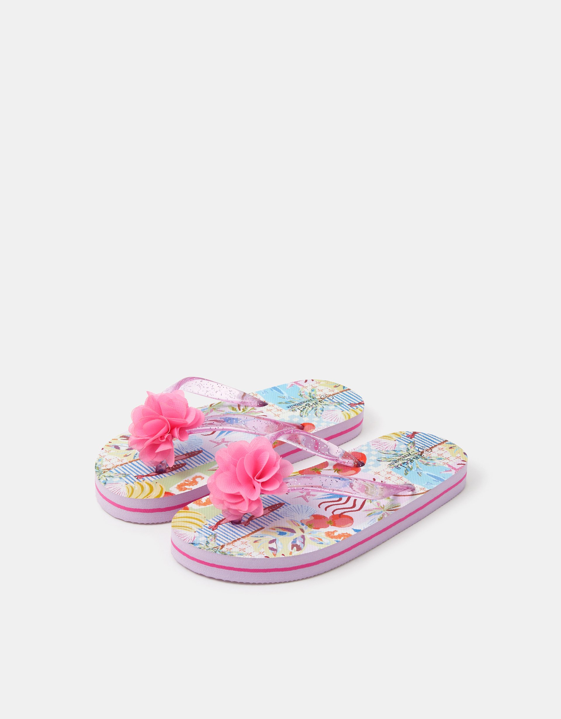 Accessorize Floral Girls Corsage Flip Flops, Multi, Size: 12.5-1