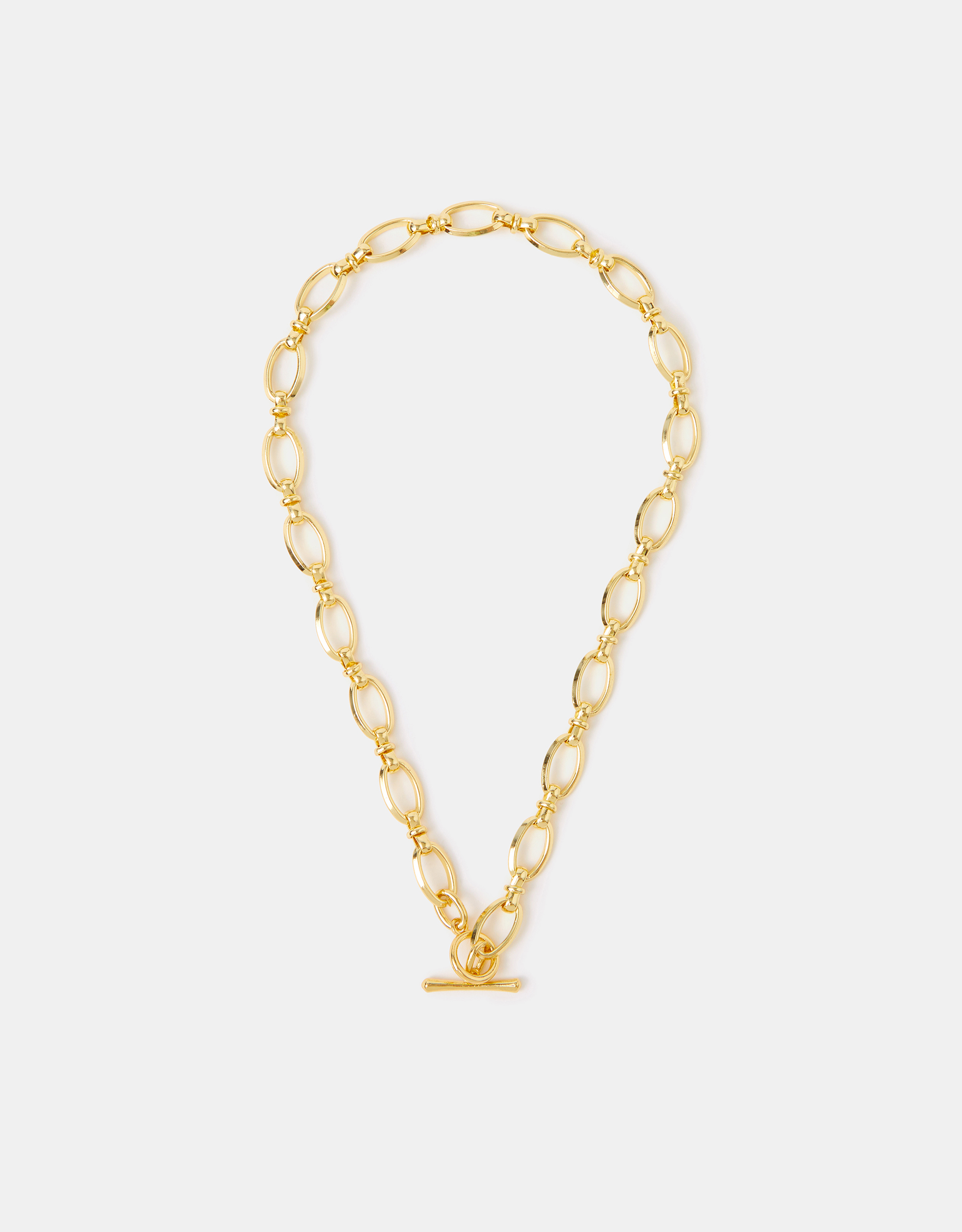 Accessorize Lace 14ct -Plated Knot Chain T-Bar Necklace, Gold