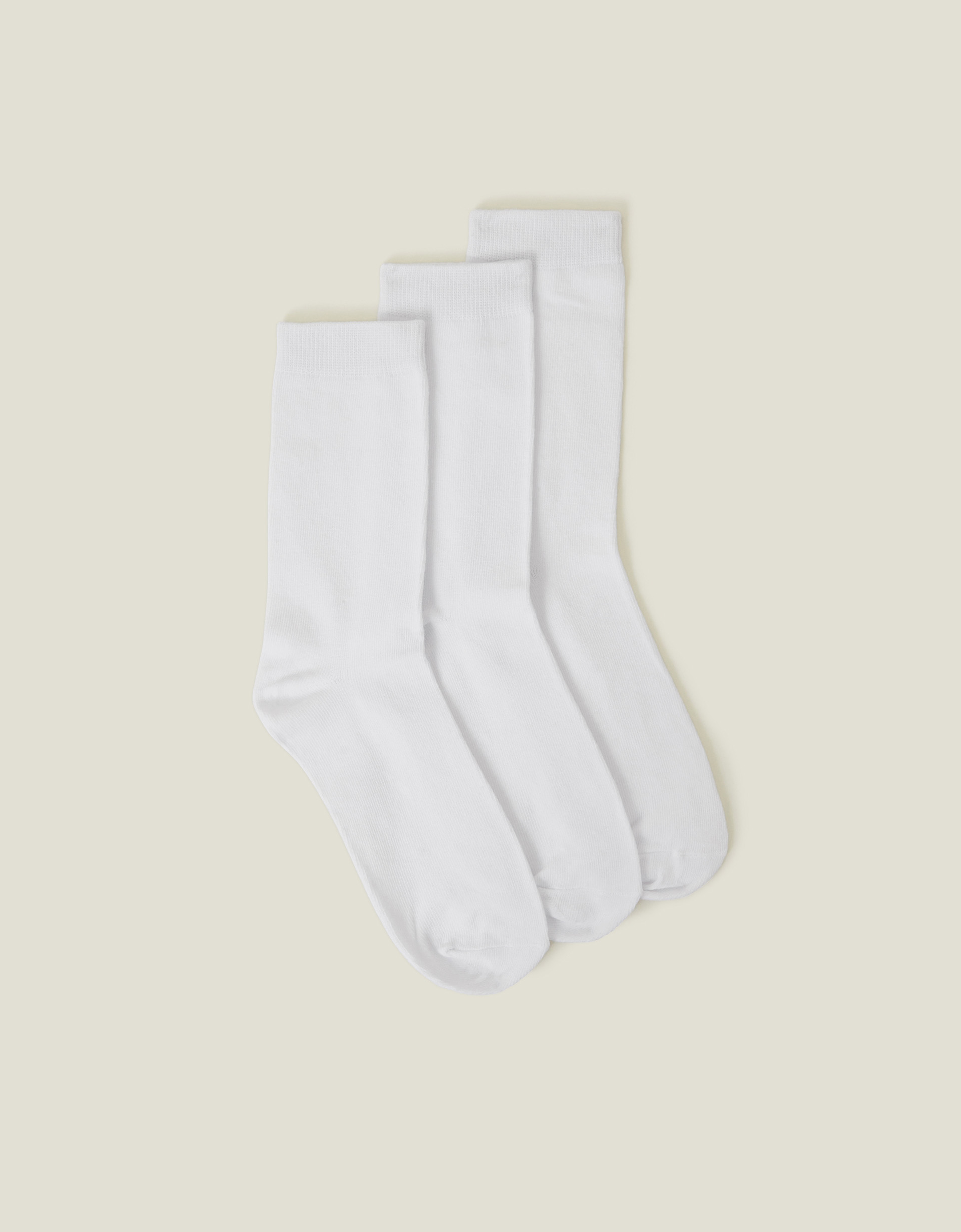 Accessorize Ankle Cotton 3-Pack Socks, White