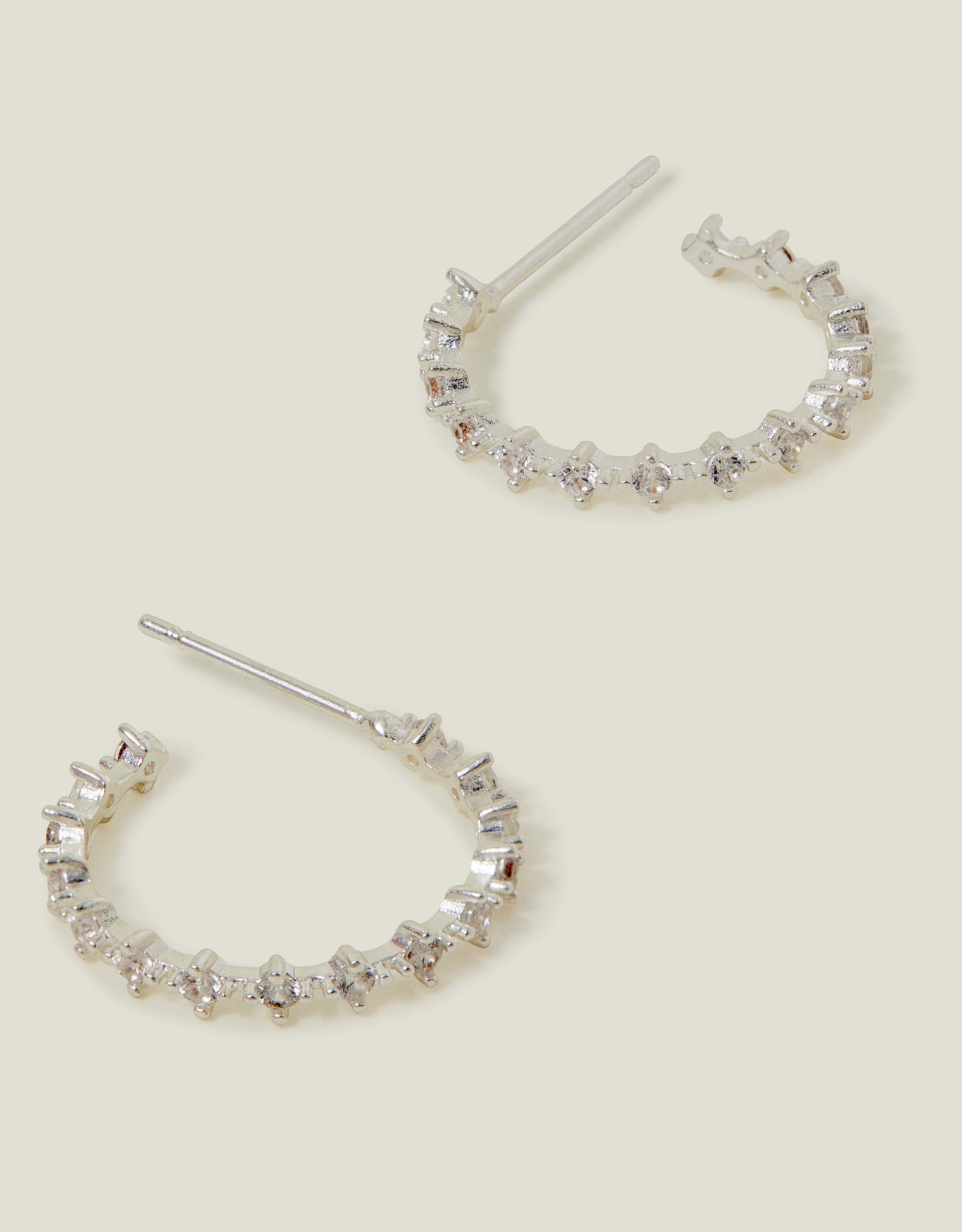 Sterling Silver-plated Fine Diamanté Hoop Earrings - Accessorize