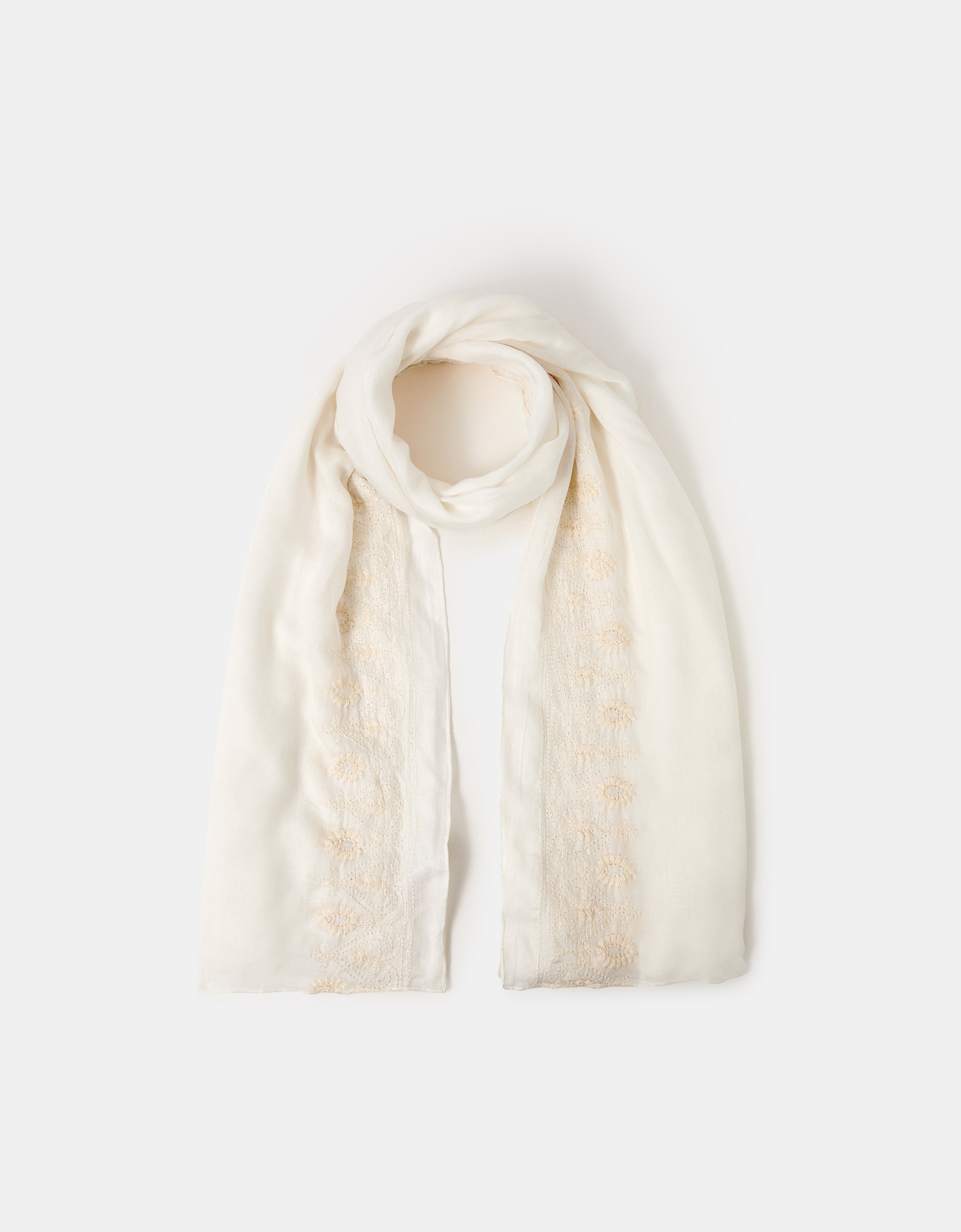 Red Lightweight Embroidered Scarf - Accessorize