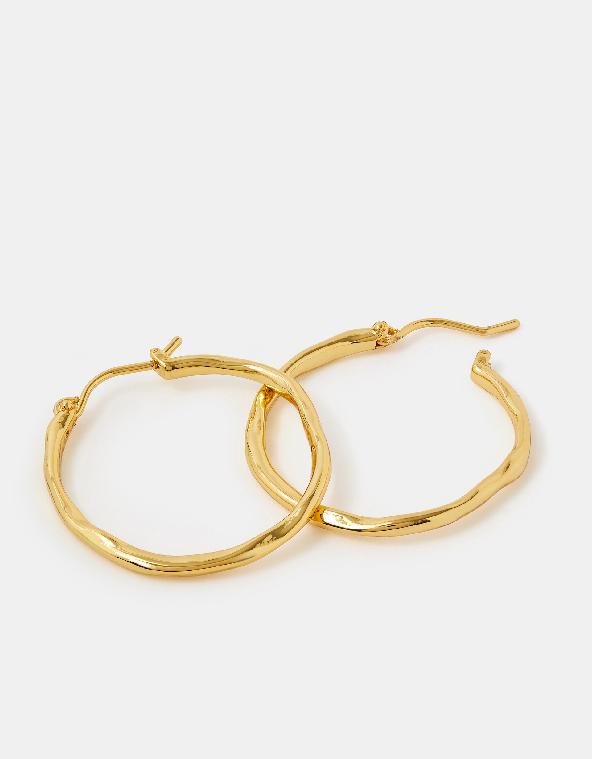14ct Gold-plated Molten Hoop Earrings - Accessorize