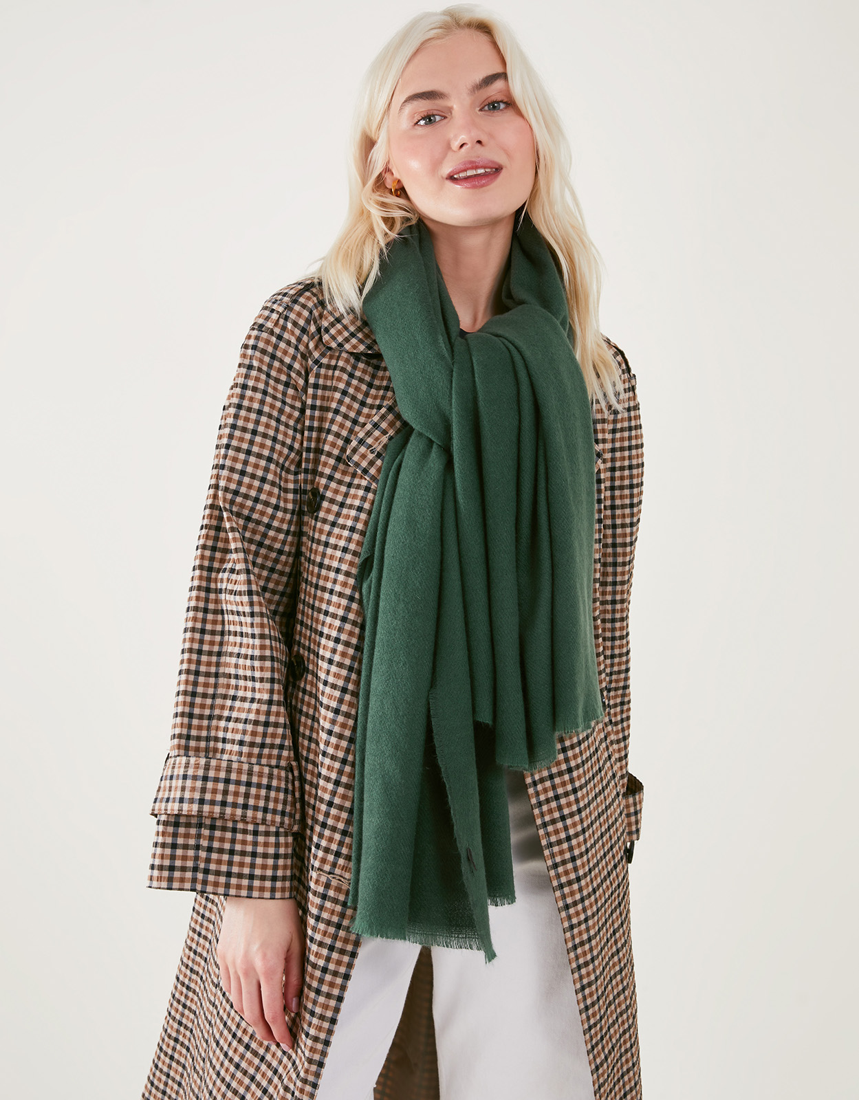 Accessorize Women's Green Plain Blanket Scarf, Size: 180x100cm