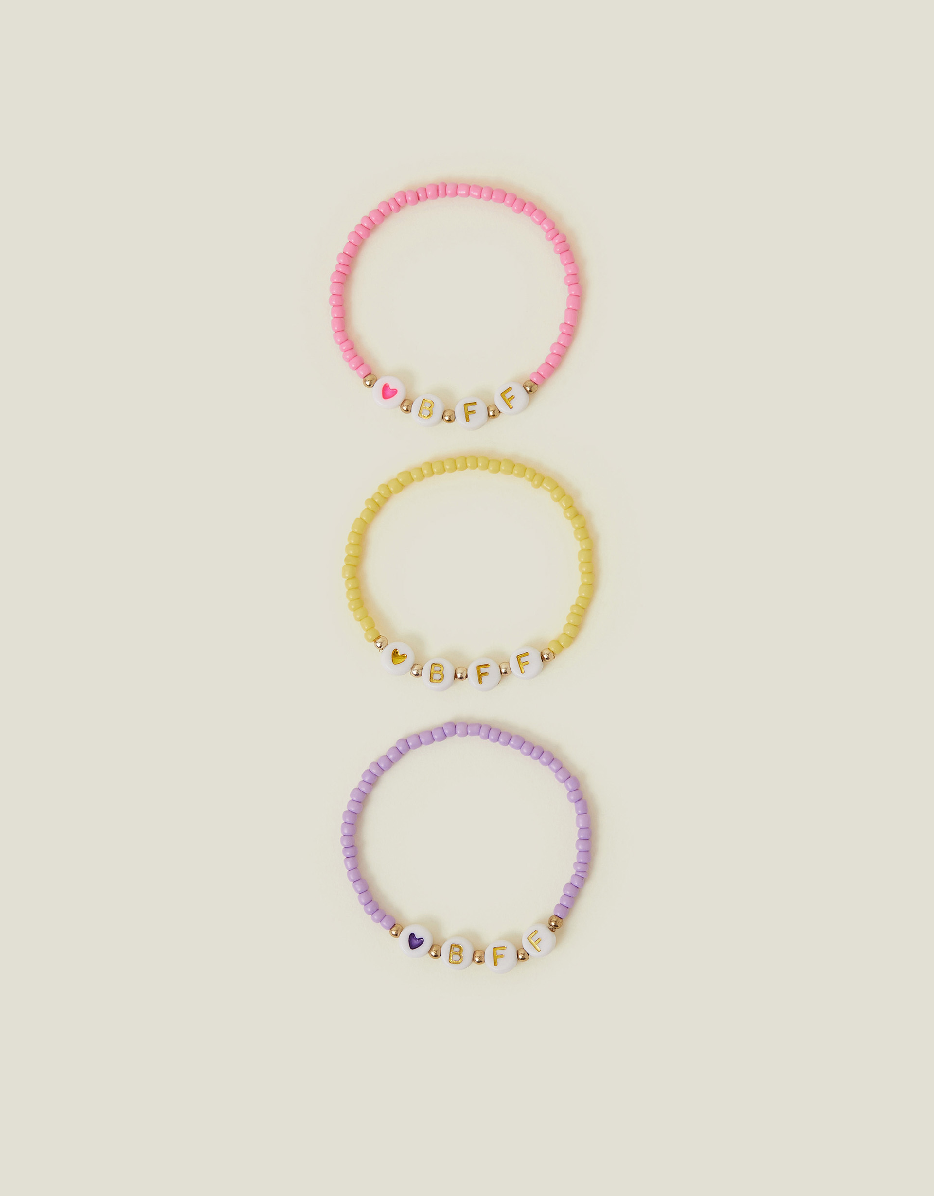Purple 3-Pack Girls Bbf Bead Friendship Bracelets, Kids - Accessorize