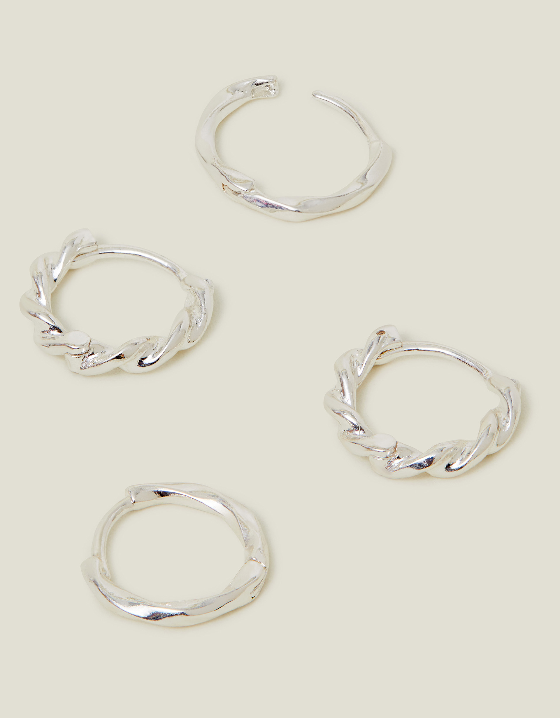 Multicolour 2-Pack Sterling Silver-plated Twist Huggie Hoop Earrings - Accessorize