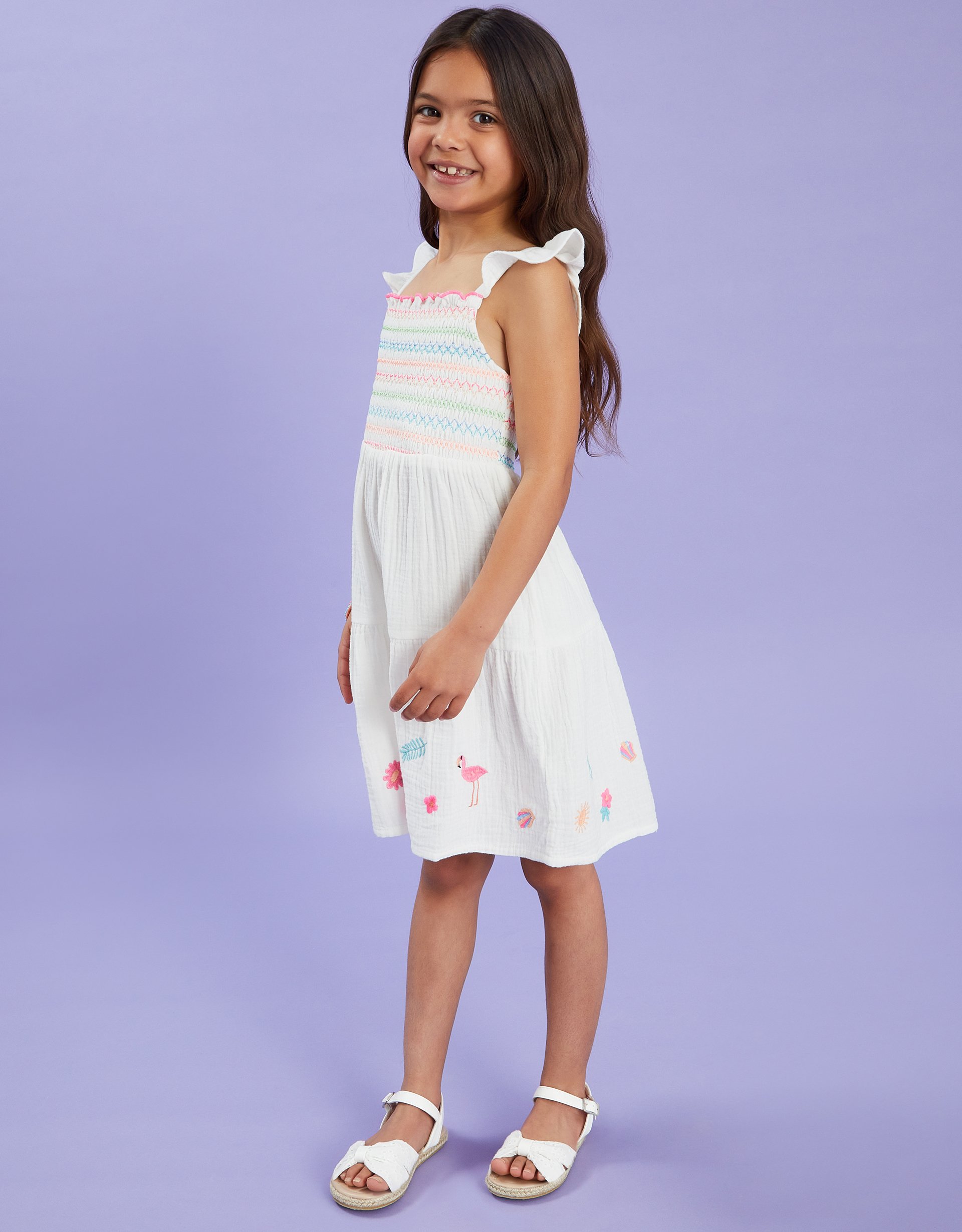 Floral Embroidered Dress White, Size: 11-12 yrs - Accessorize
