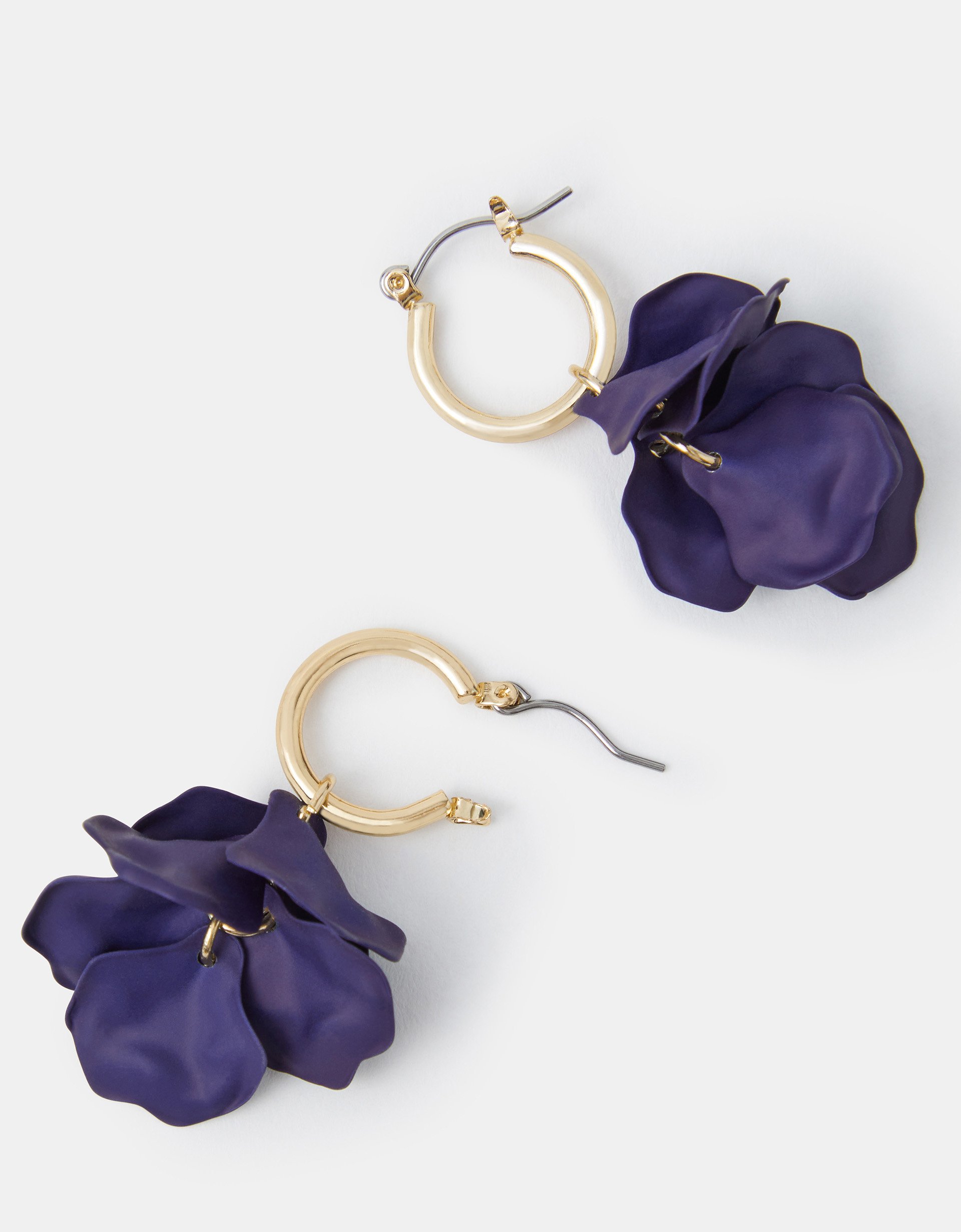 Gold Enamel Flower Short Drop Earrings - Accessorize