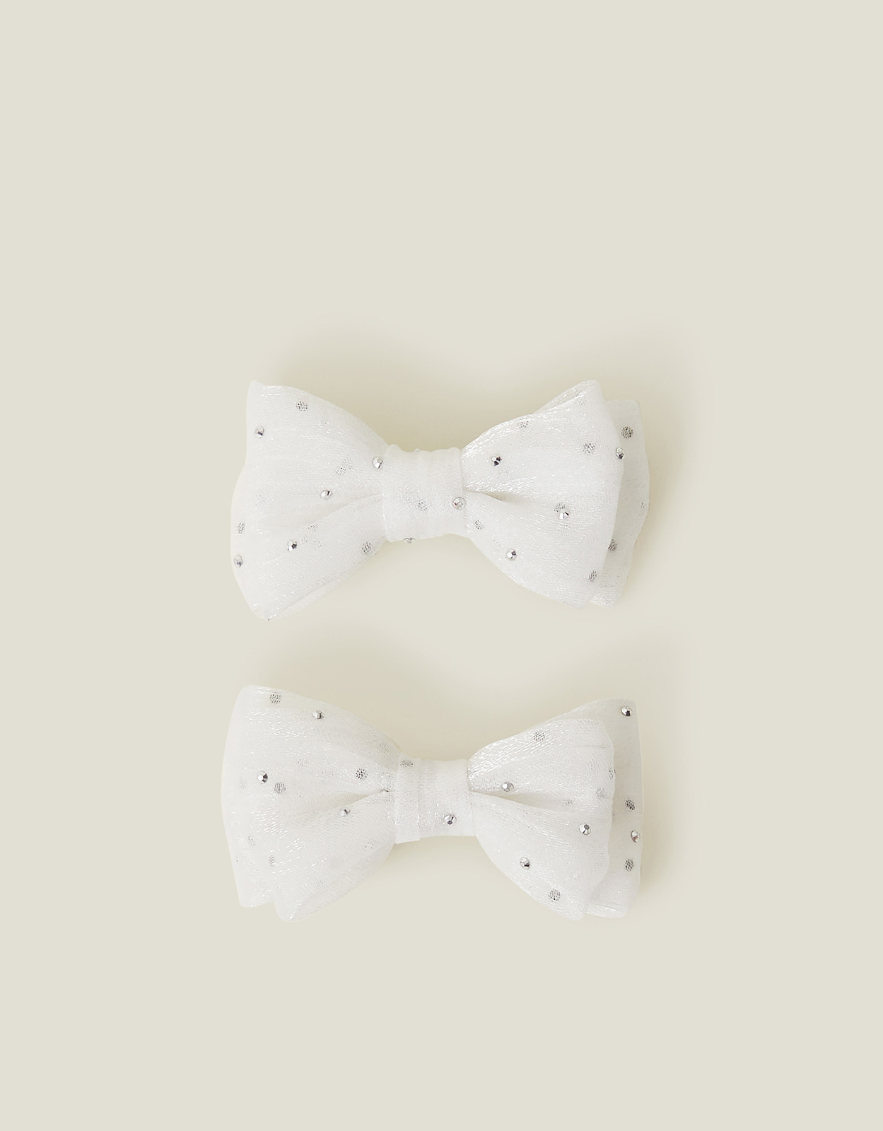 2-Pack Girls Sparkle Bow Hair Clips Ivory, Kids - Accessorize