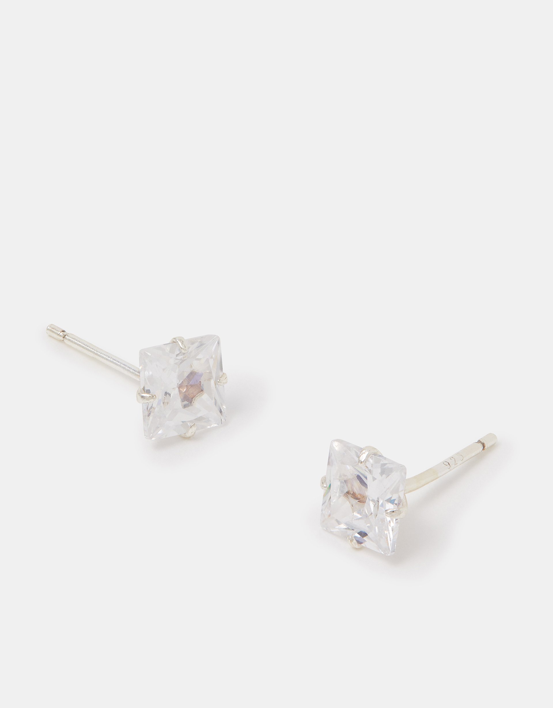 Accessorize Sterling Silver Square Crystal Stud Earrings