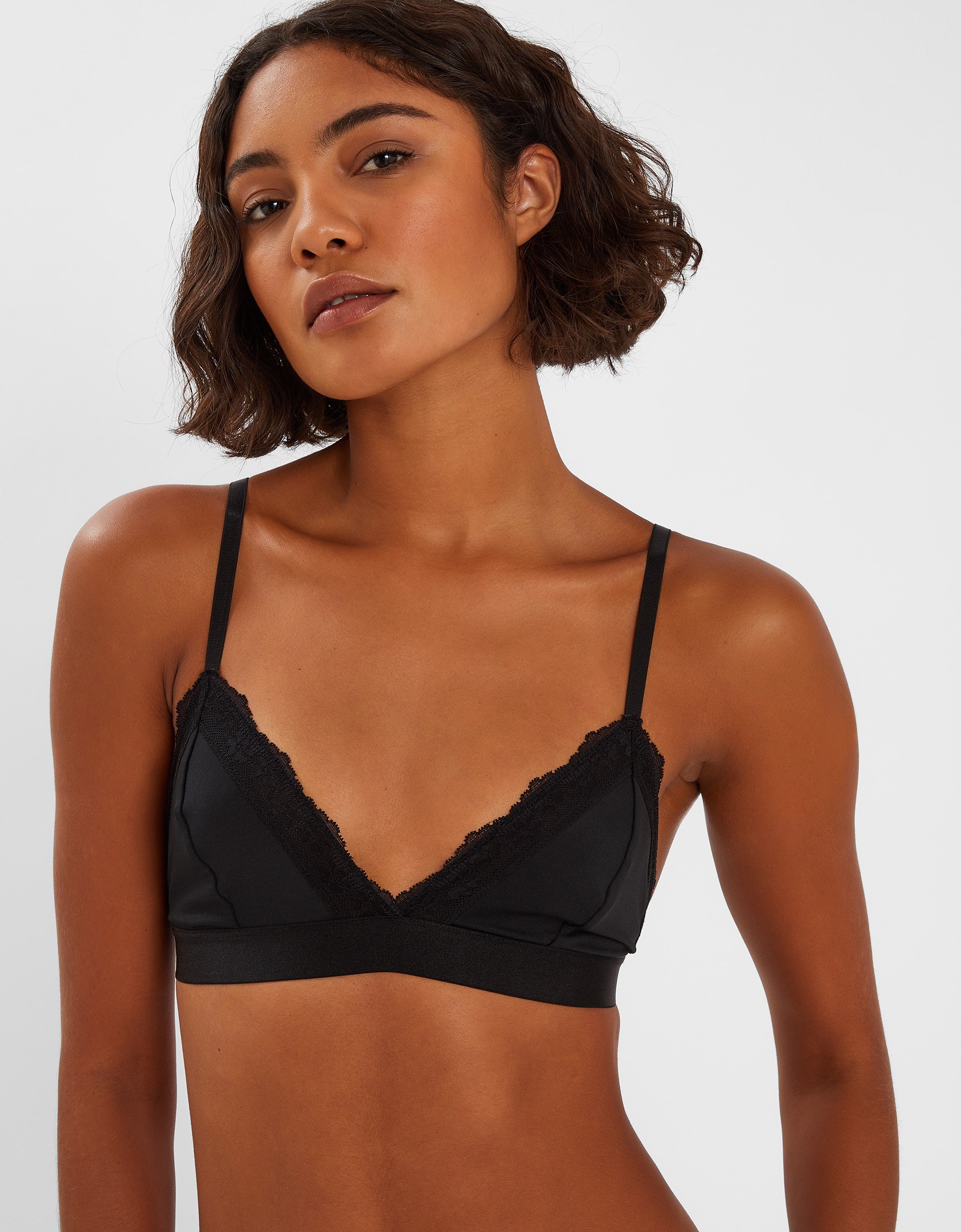 Black Lace Trim Bralette, Size: M, Women's - Accessorize