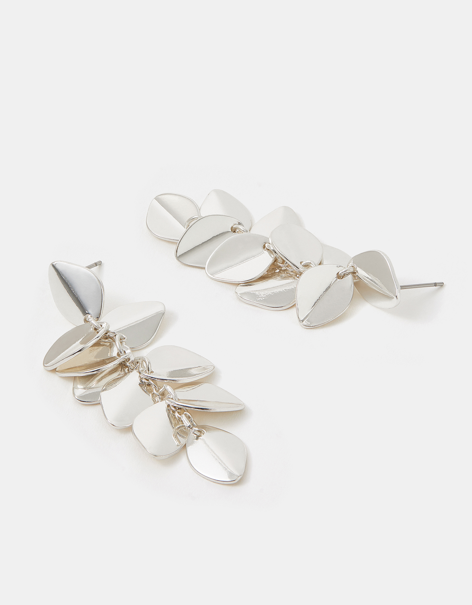 Leaf Drop Earrings Silver - Accessorize