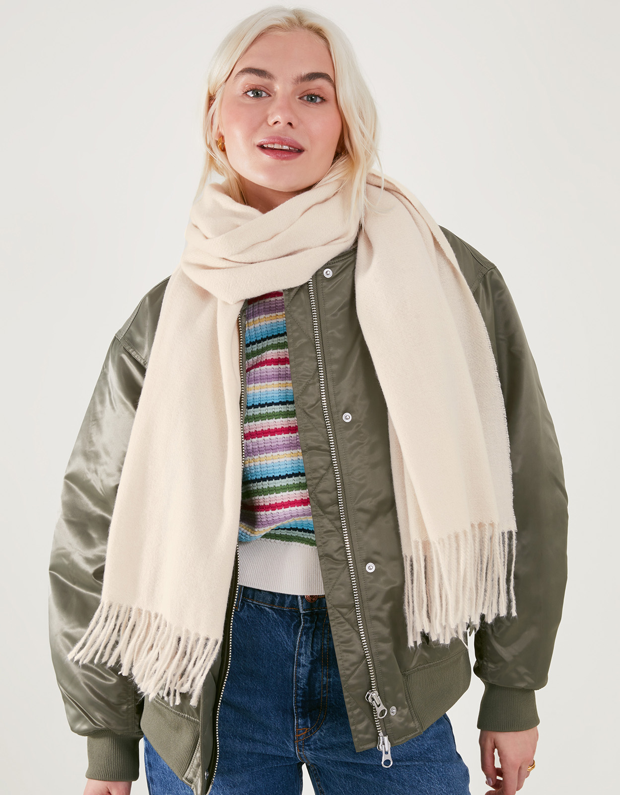 Accessorize Women's Cream Super-Soft Holly Blanket Scarf, Size: 180x65cm