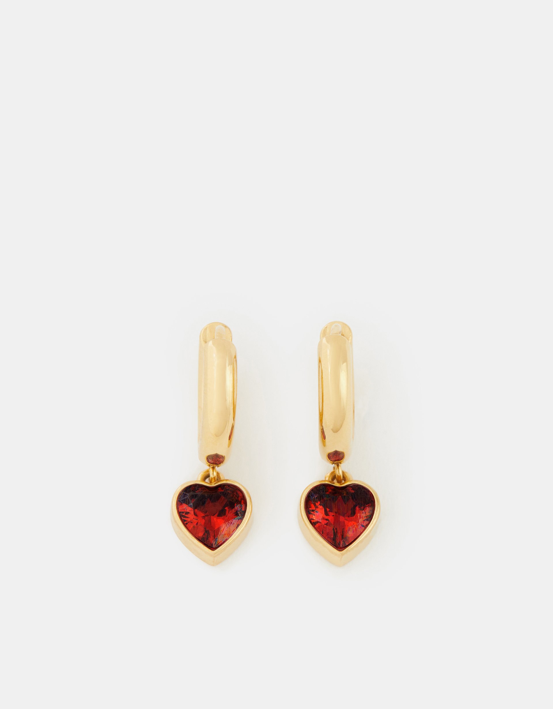 Gold Stainless Steel Heart Drop Huggie Hoop Earrings - Accessorize