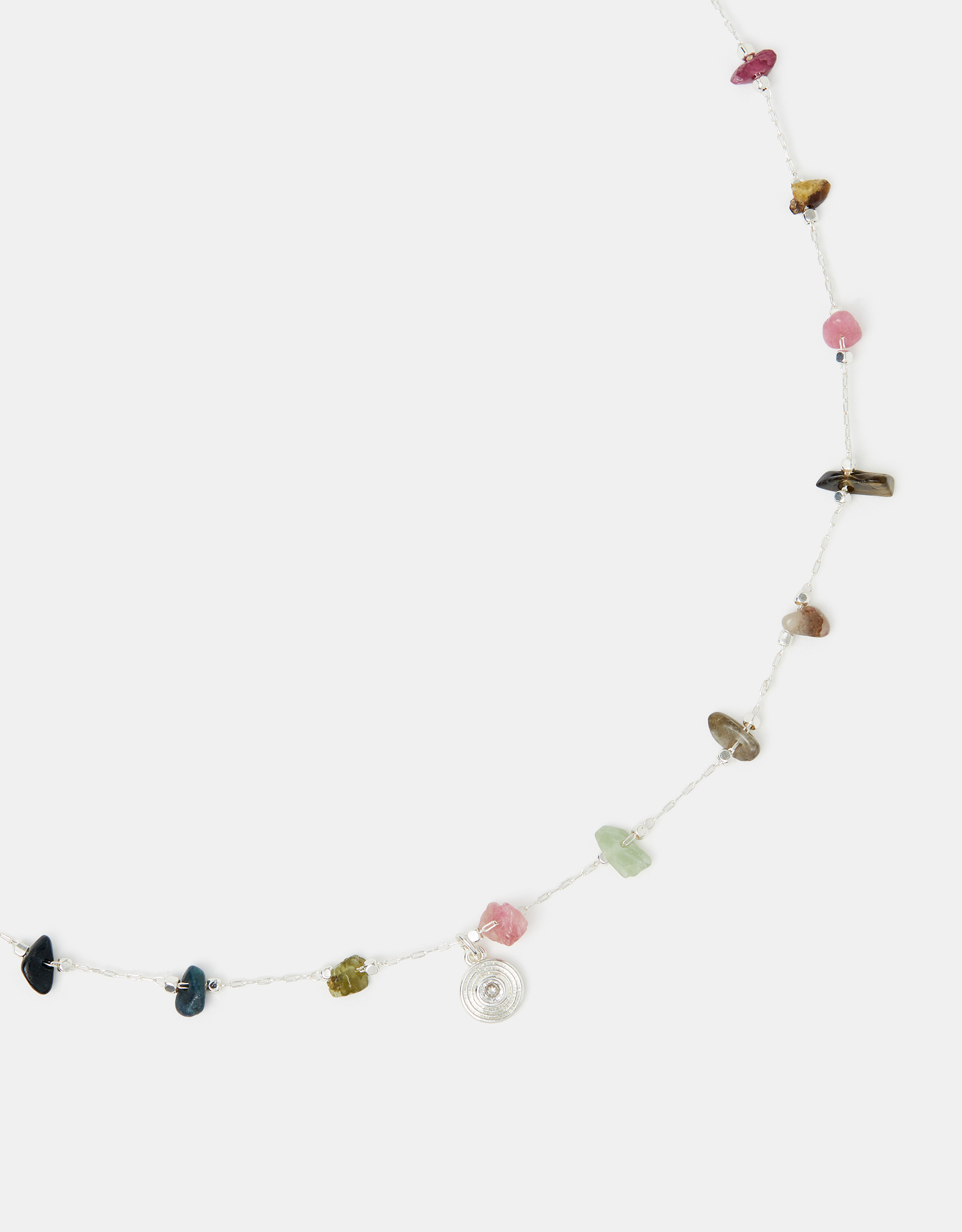 Red Sterling Silver-plated Semi-precious Stone Station Necklace - Accessorize