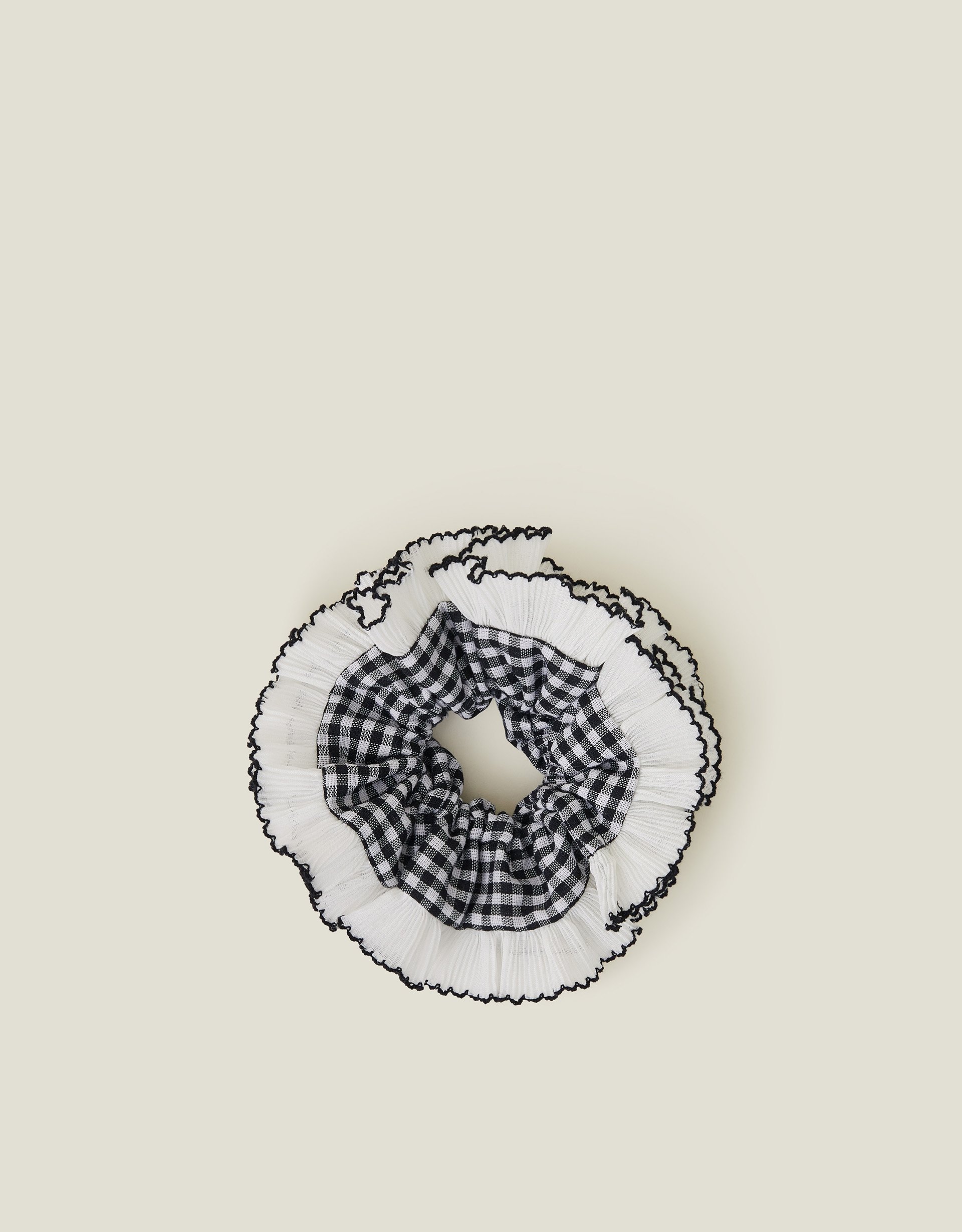 White/black Extra Large Gingham Scrunchie, Women's - Accessorize