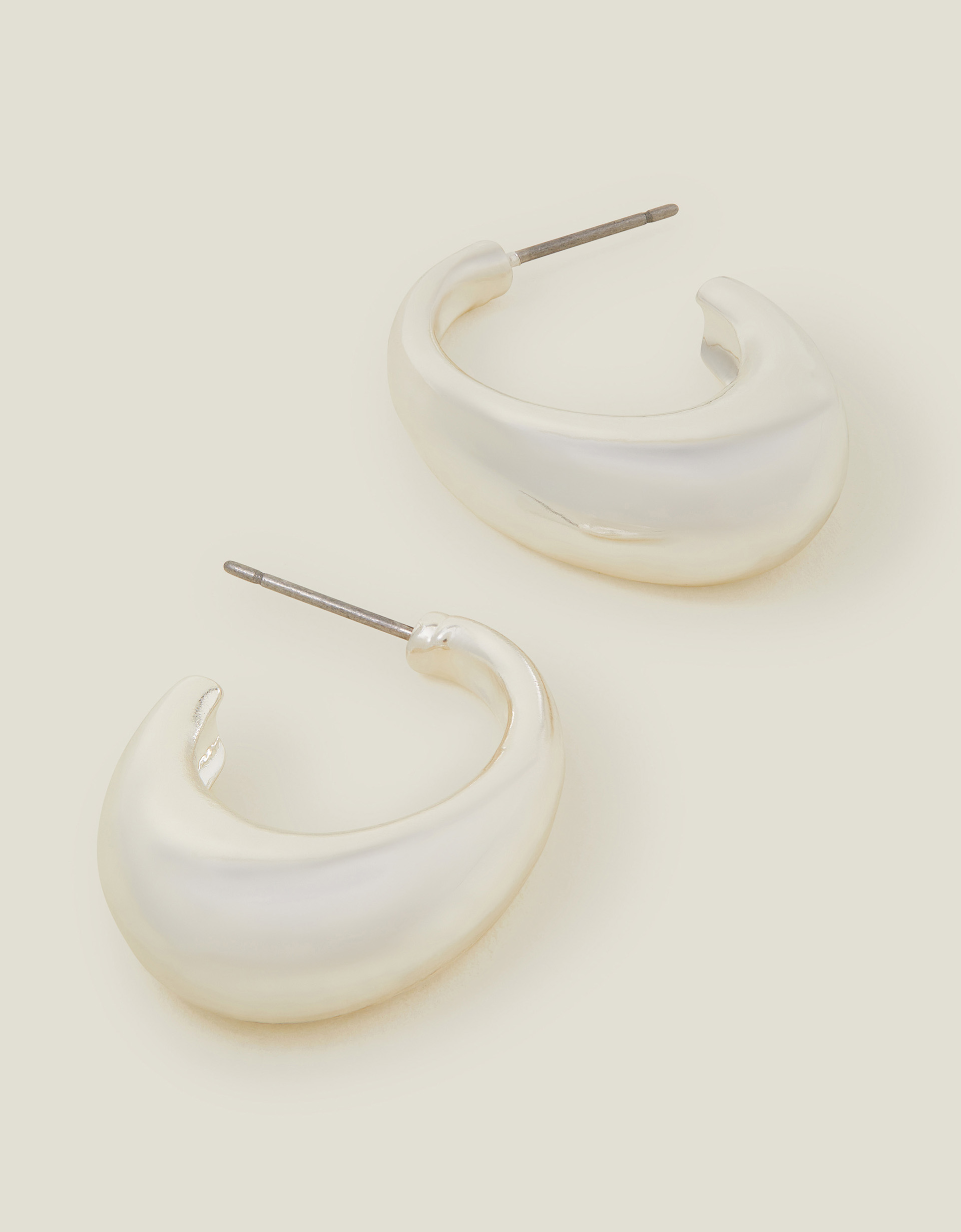 Accessorize Chunky Curve Drop Hoop, Silver