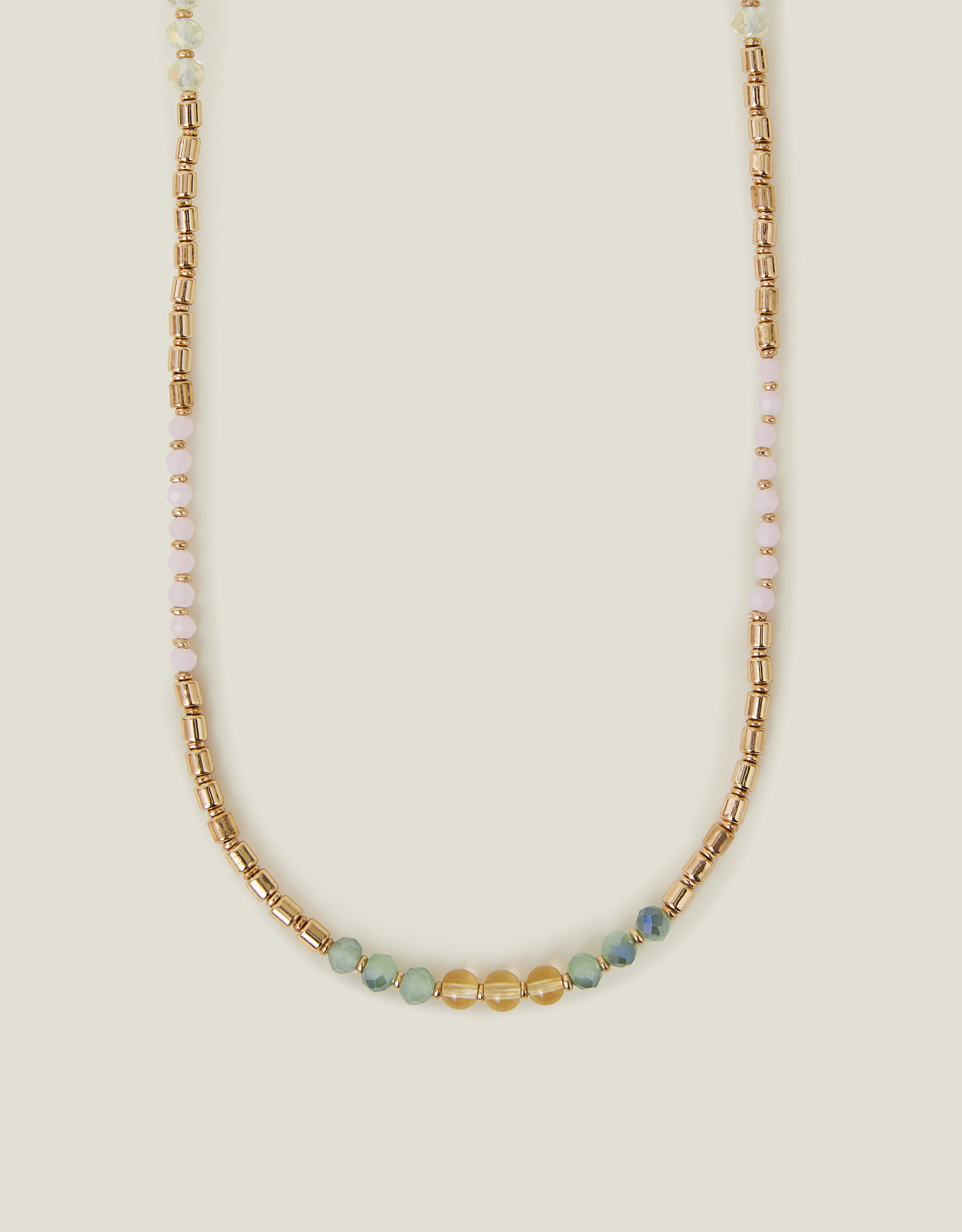 Gold Mix Beaded Rope Necklace - Accessorize