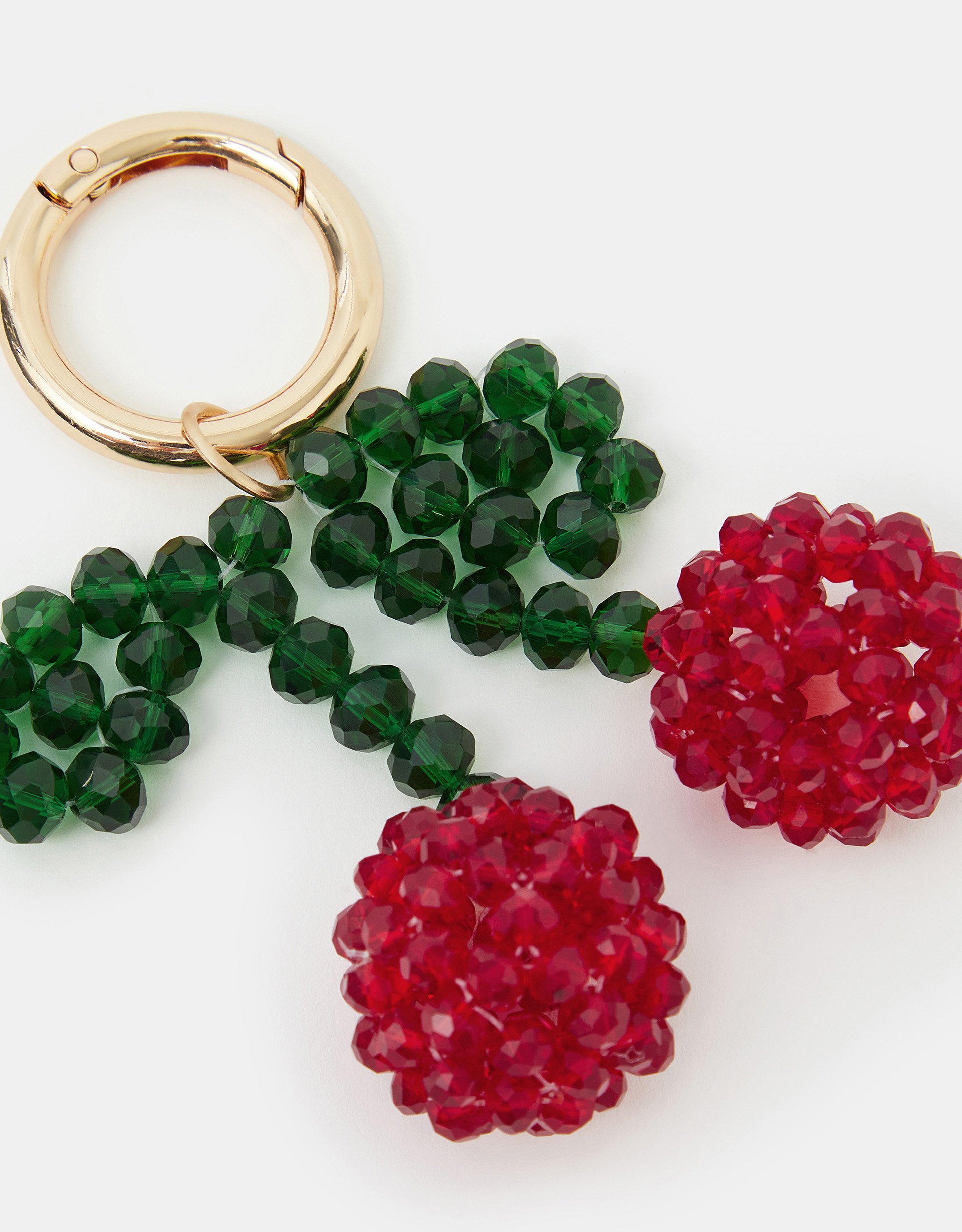 Gold Cherry Beaded Bag Charm - Accessorize