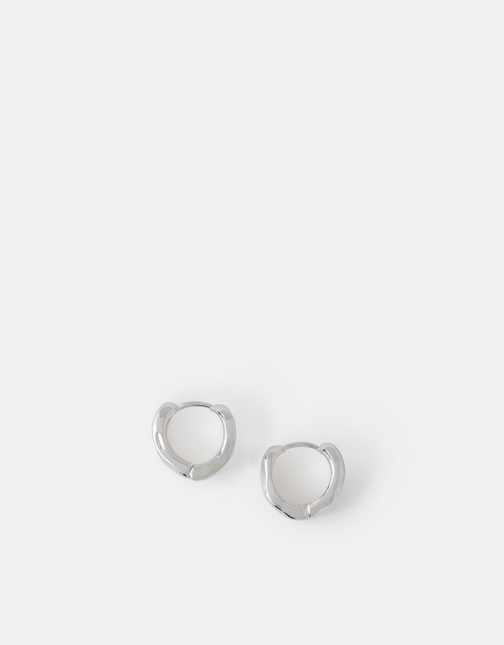 Accessorize Sterling Silver-Plated Molten Huggie Hoop Earrings