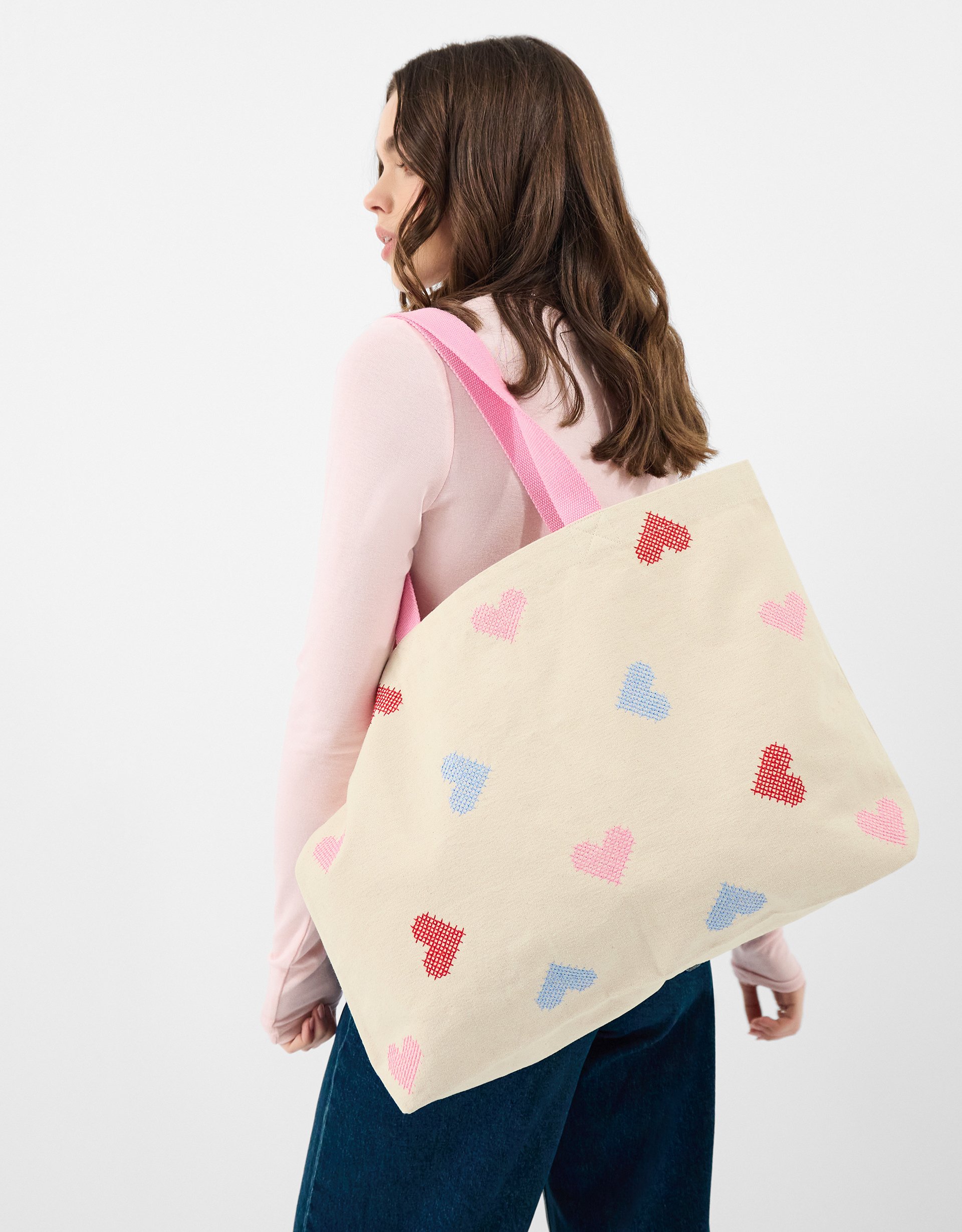 Cross Stitch Heart Shopper Bag - Accessorize