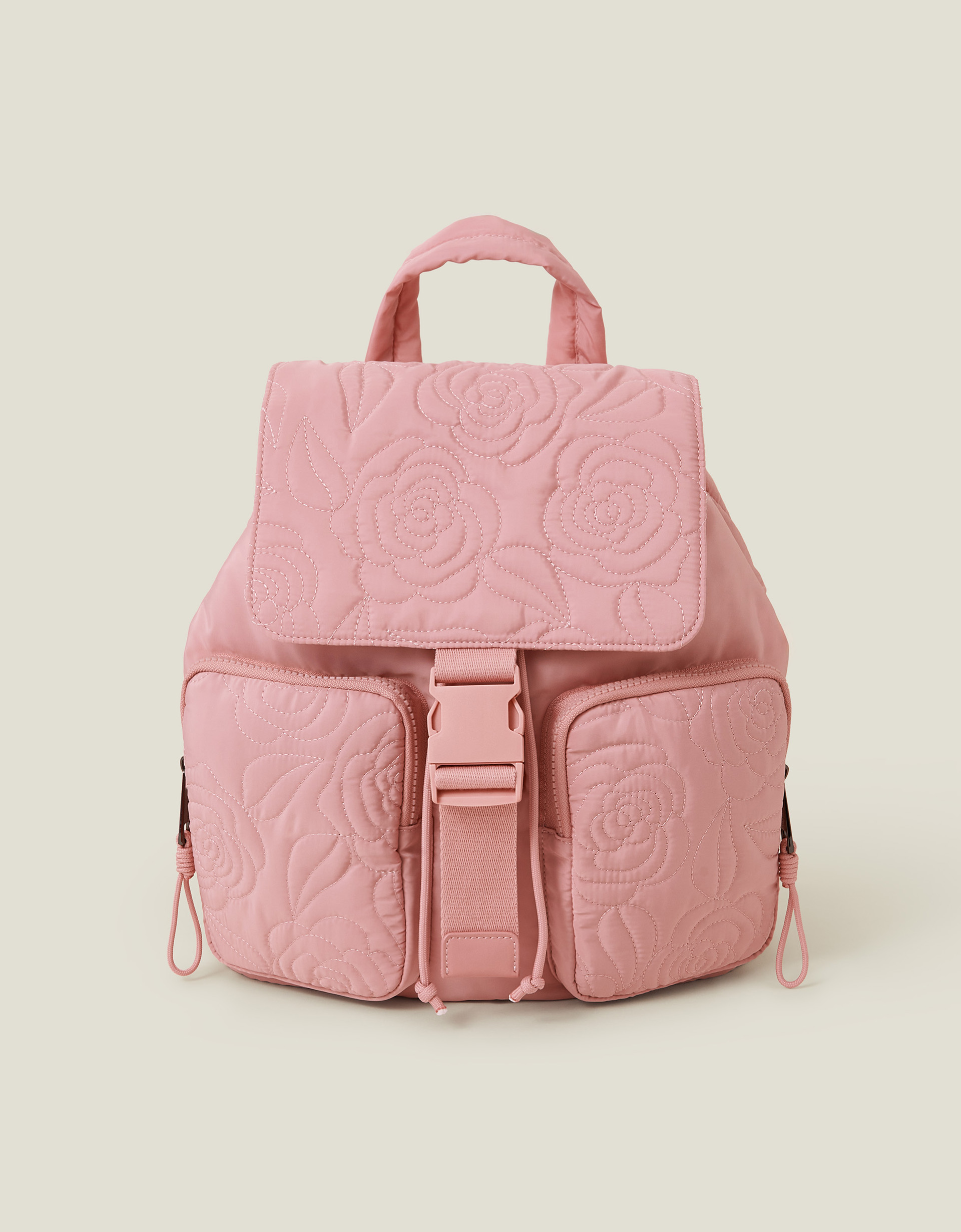 Pink Floral Quilted Backpack, Size: 35X39cm, Women's - Accessorize