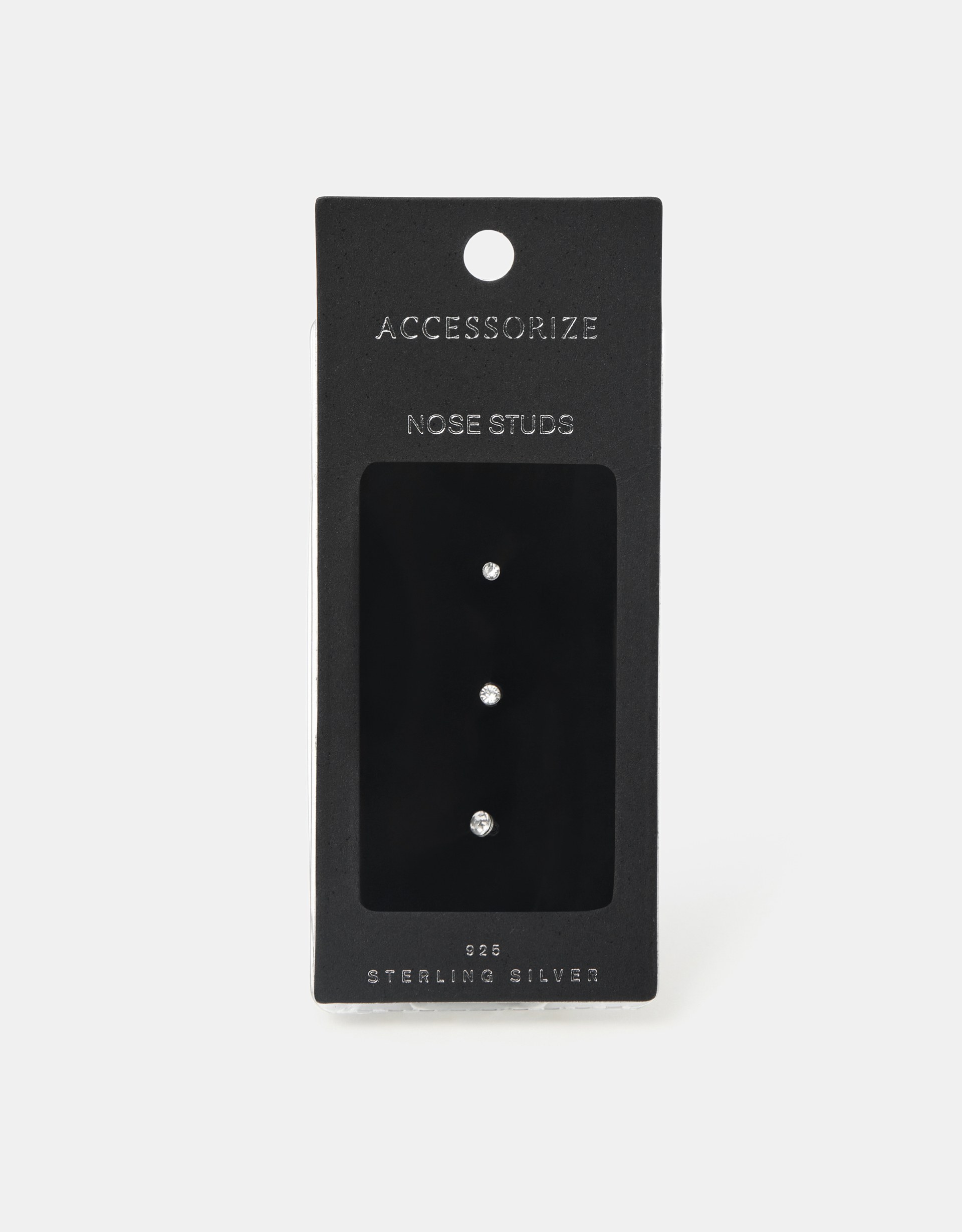 Multicolour 3-Pack Sterling Silver Diamanté Nose Studs - Accessorize