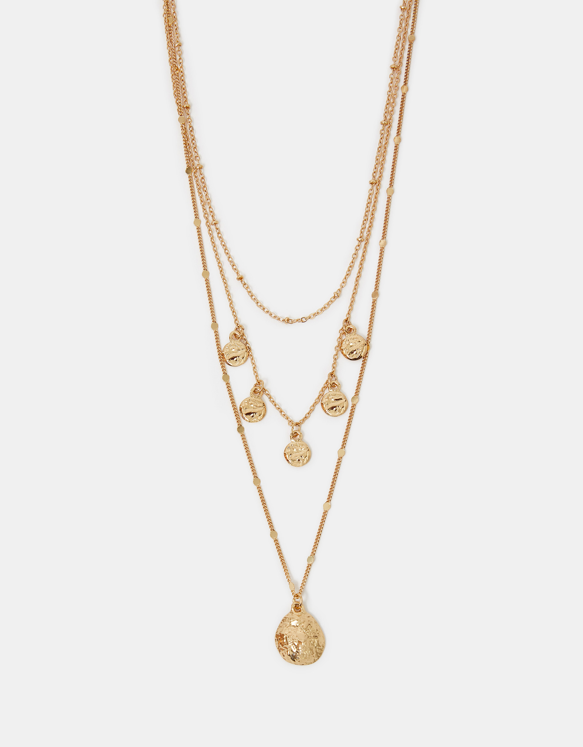 Red Triple Layered Disc Necklace - Accessorize