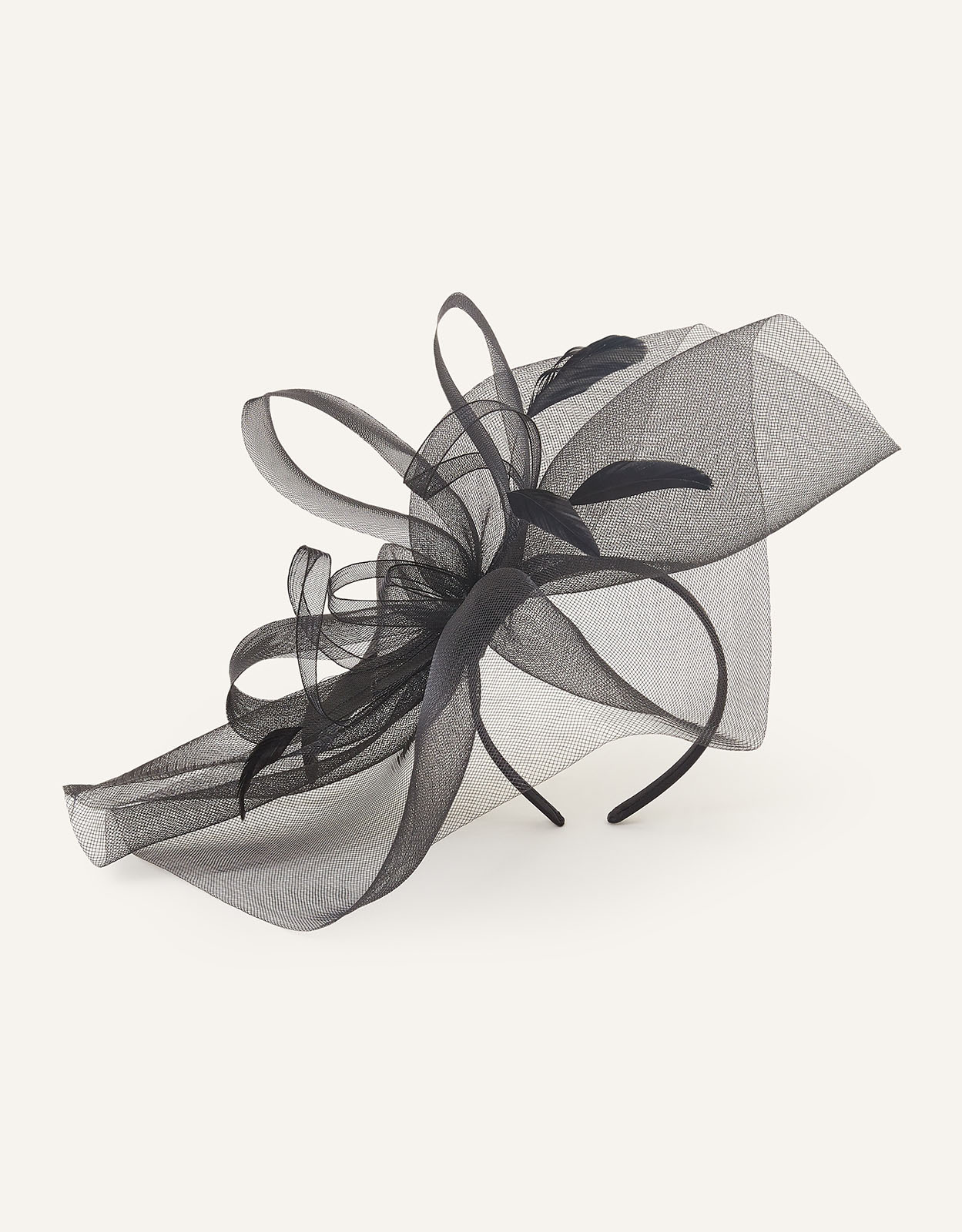 Black Slim Rhea Oversized Bow Fascinator Headband, Size: 42x31cm, Women's - Accessorize