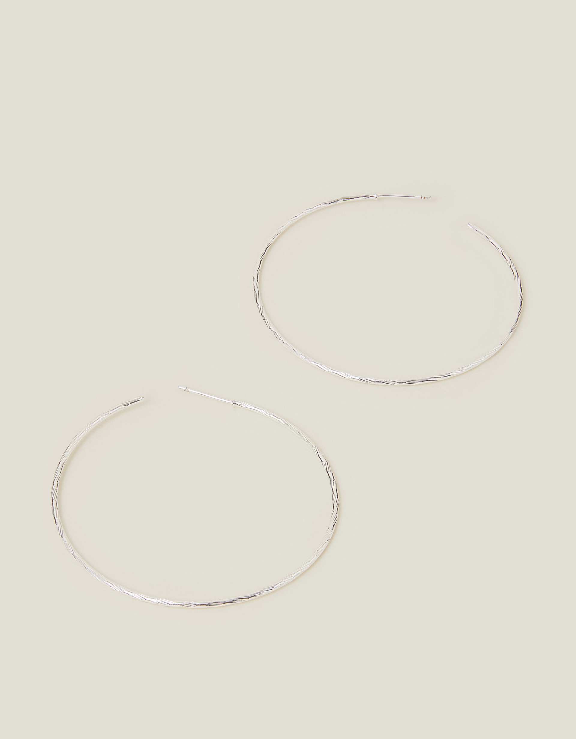 Multicolour Sterling Silver-plated Large Diamond Cut Hoop Earrings - Accessorize