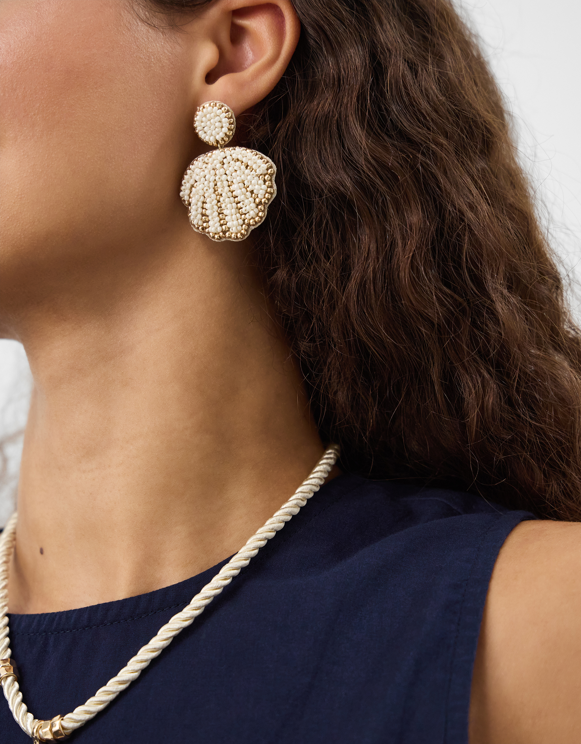 Accessorize Beaded Shell Drop Earrings