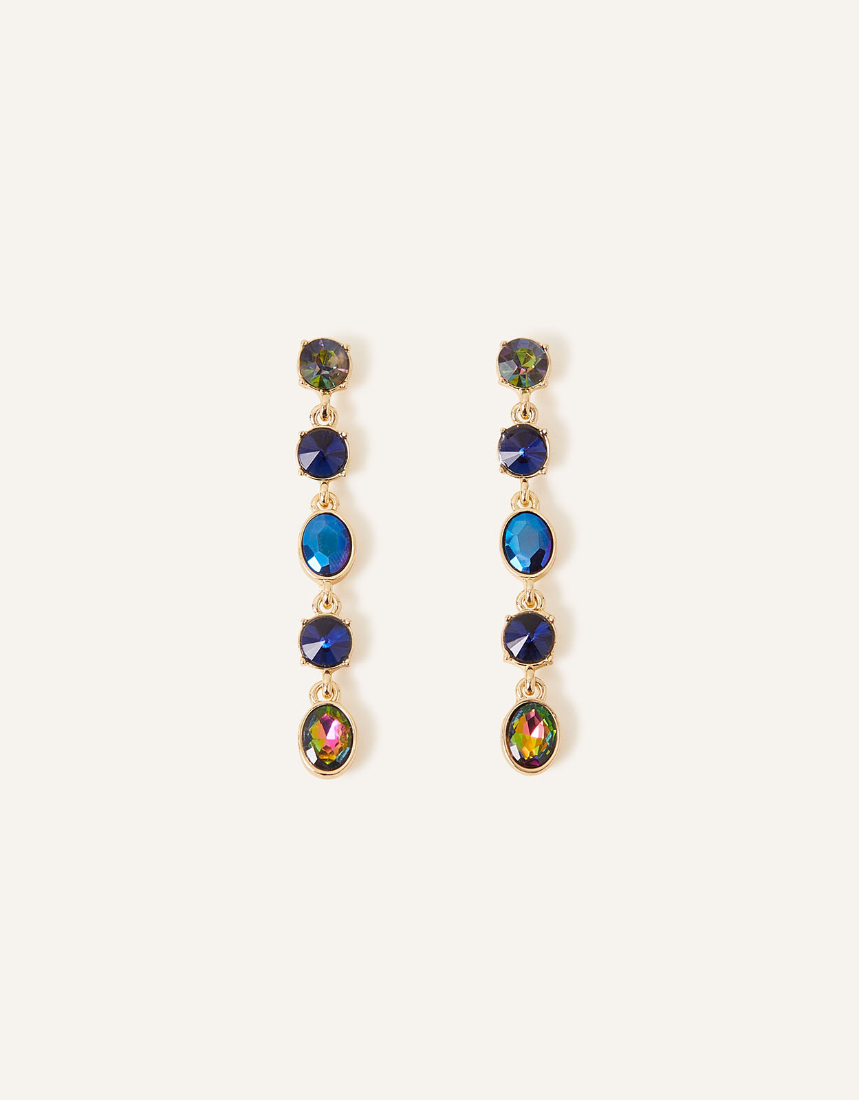 Accessorize Women's Gold Mixed Shape Gem Drop Earrings, Size: 6cm