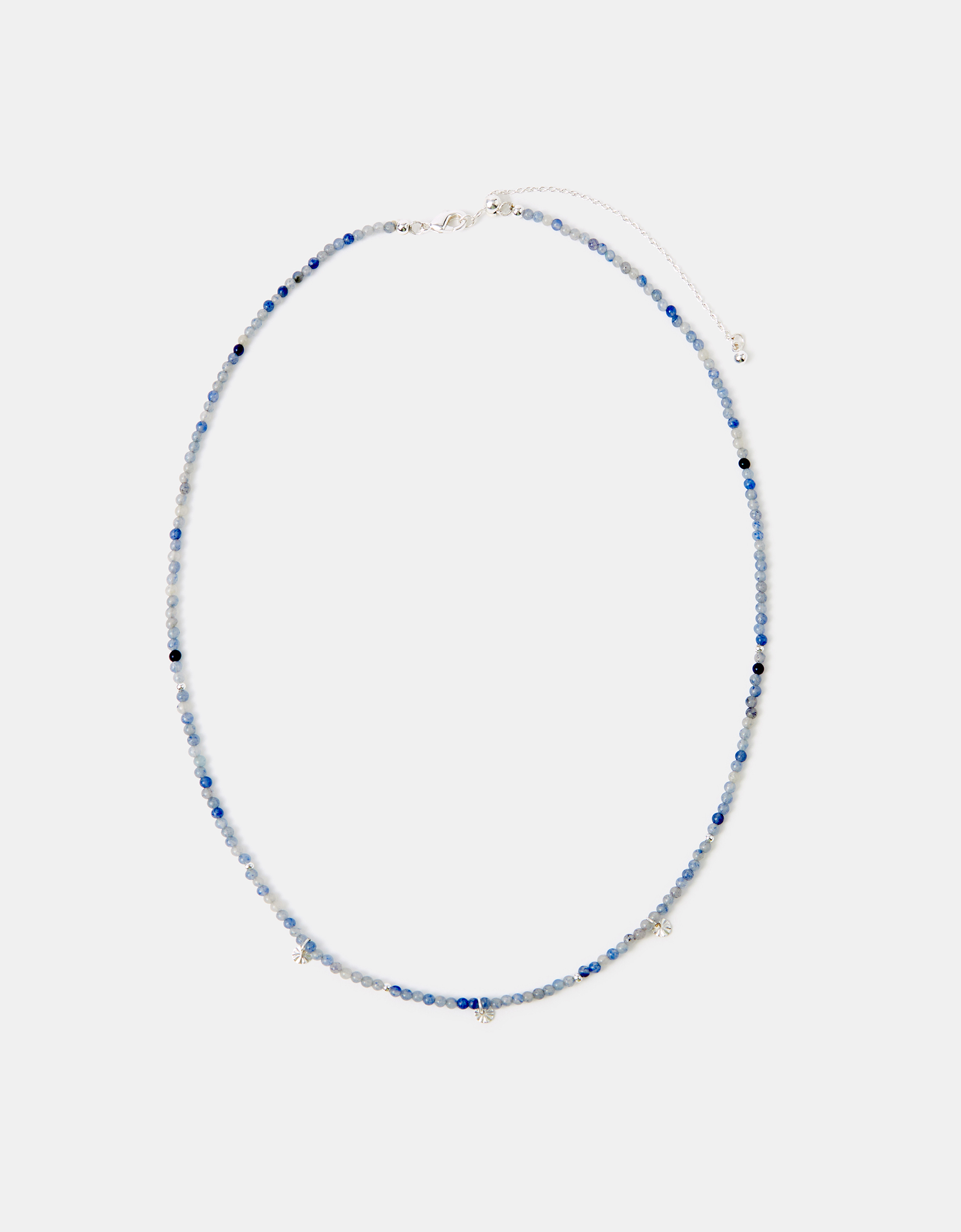 Accessorize Lace Sterling Silver-Plated Aventurine Beaded Necklace, Blue