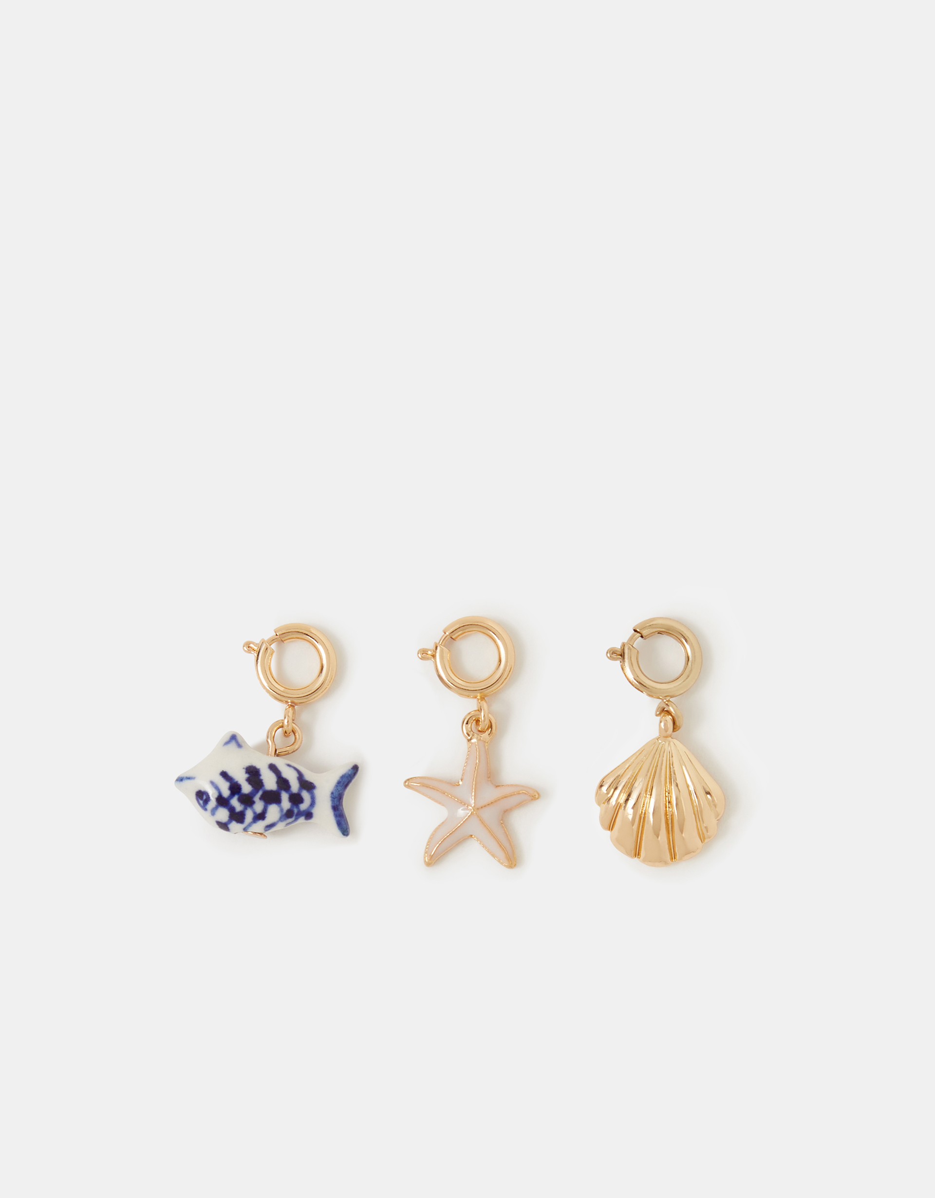Accessorize Ceramic Star 3-Pack Fish Jewellery Charms, Gold