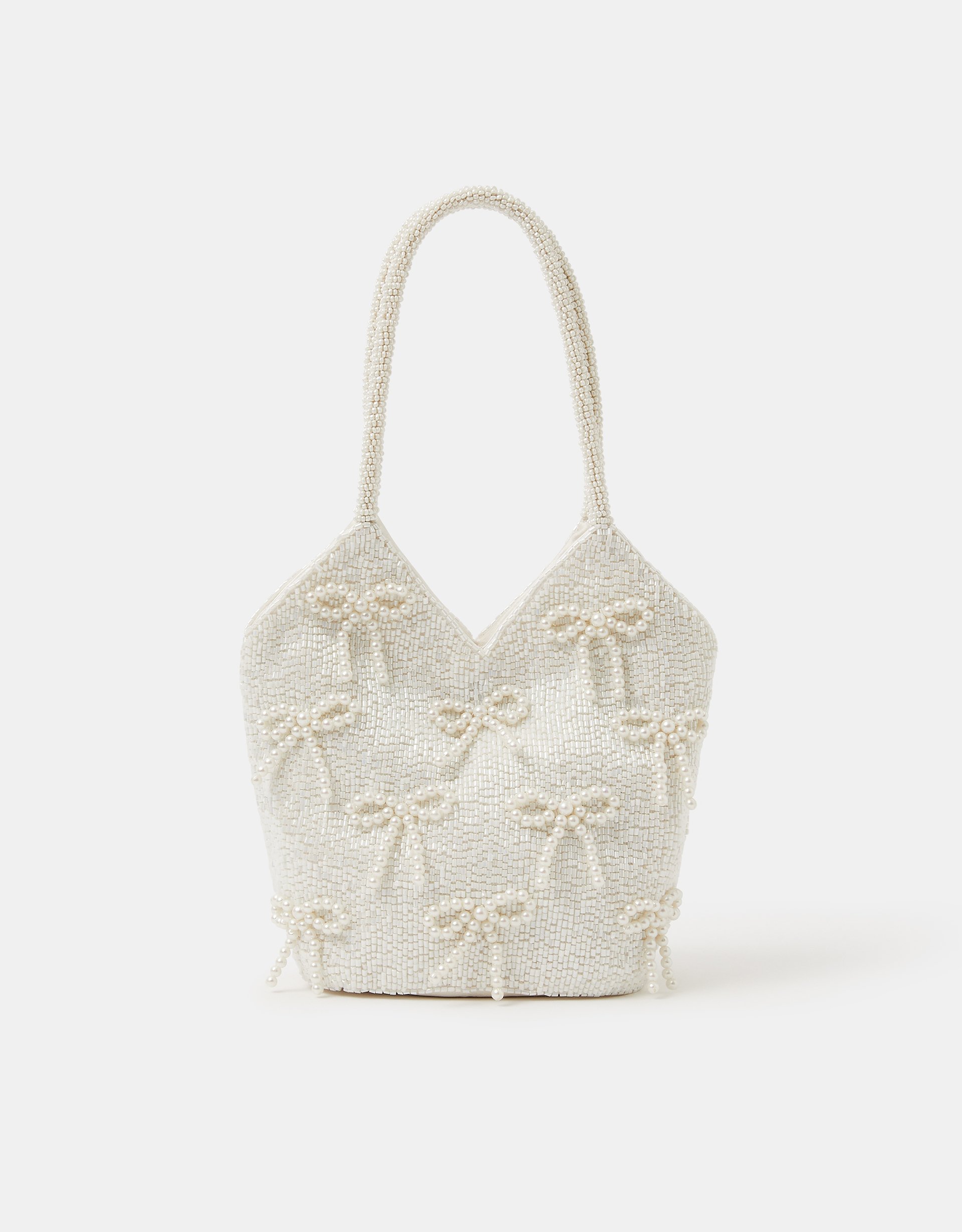 Pearl Bow Beaded Bridal Bag - Accessorize
