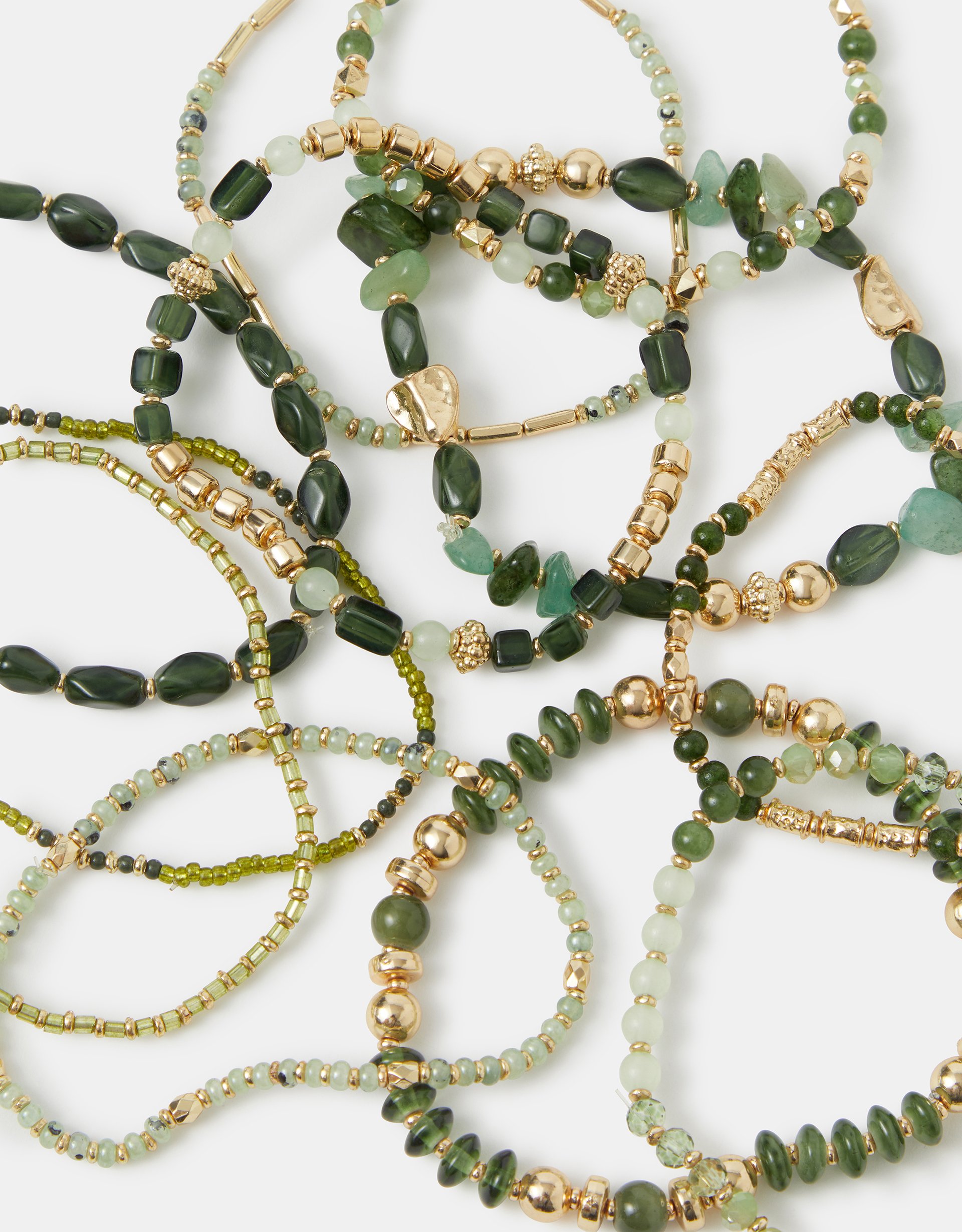 Accessorize 11-Pack Bead Stretch Bracelets, Green