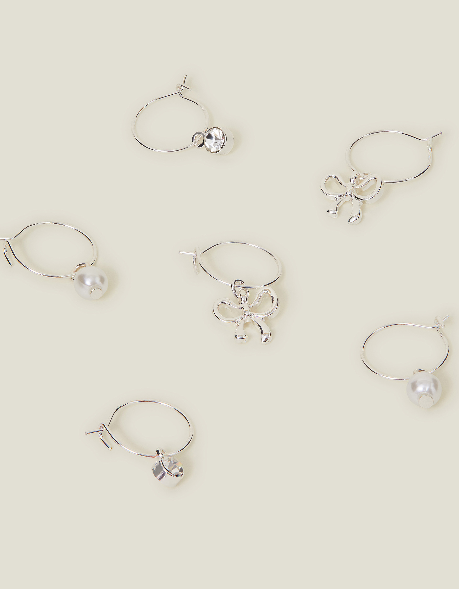 Silver 3-Pack Bow Huggie Hoop Earrings, Women's - Accessorize