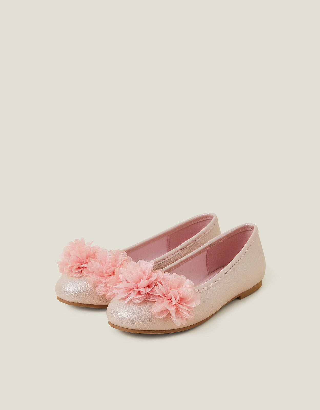 Corsage Flower Ballet Flats Pink, Size: 4, Kids - Accessorize
