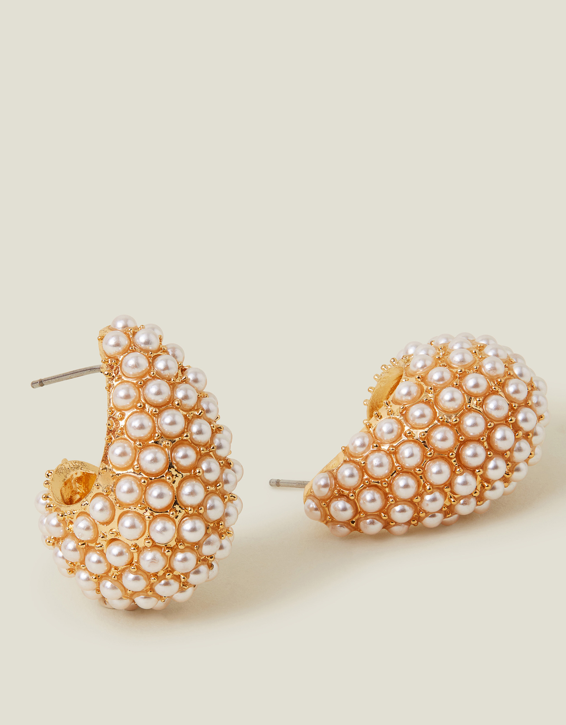 Gold Pearly Curve Teardrop Hoop Earrings - Accessorize